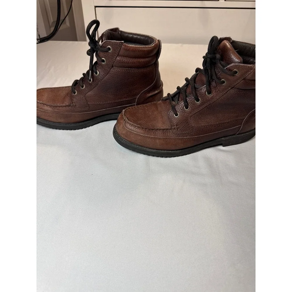Cabelas Gore-Tex Brown Leather Moc Toe Work Boots Mens 10D Vibram 80040775
